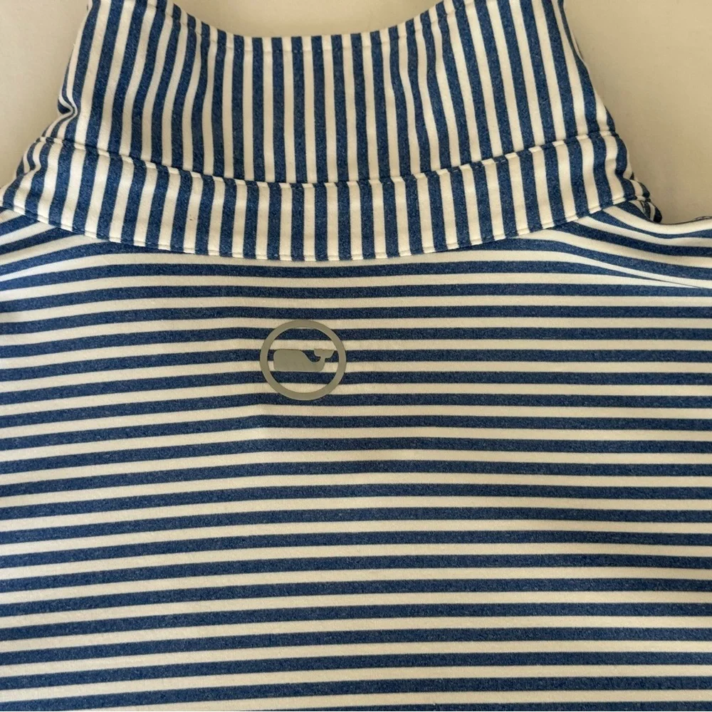 Vineyard Vines Striped Performance Polo in Navy and White - Picture 4 of 11